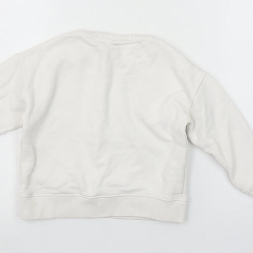 Zara Girls White Beaded Pullover Sweatshirt 5 Years Long Sleeve