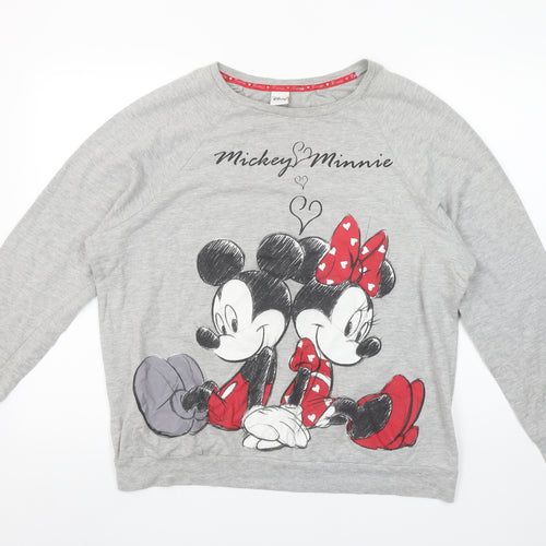 Tu Women Grey Mickey Minnie Disney Long Sleeve T-Shirt Size 16
