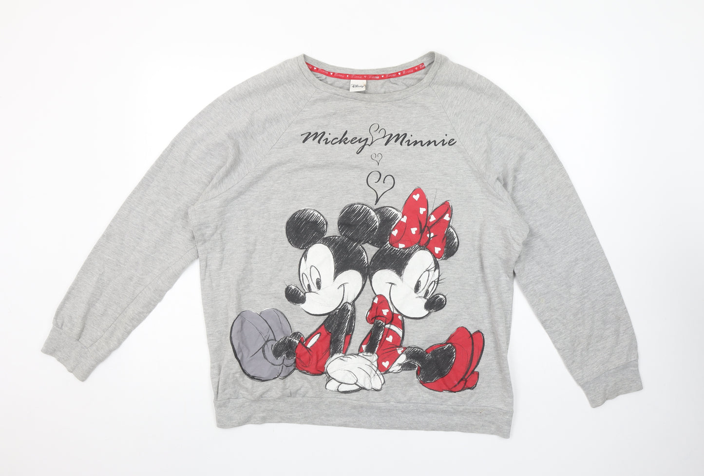 Tu Women Grey Mickey Minnie Disney Long Sleeve T-Shirt Size 16