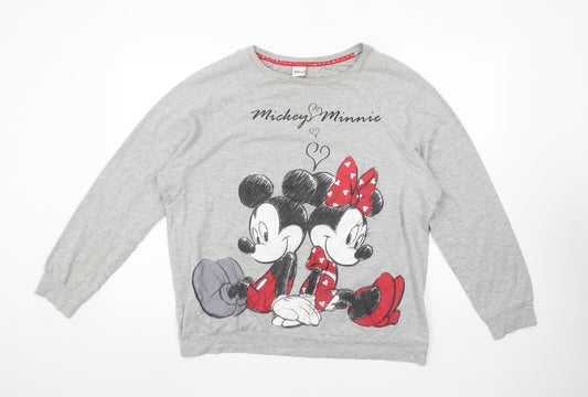 Tu Women Grey Mickey Minnie Disney Long Sleeve T-Shirt Size 16