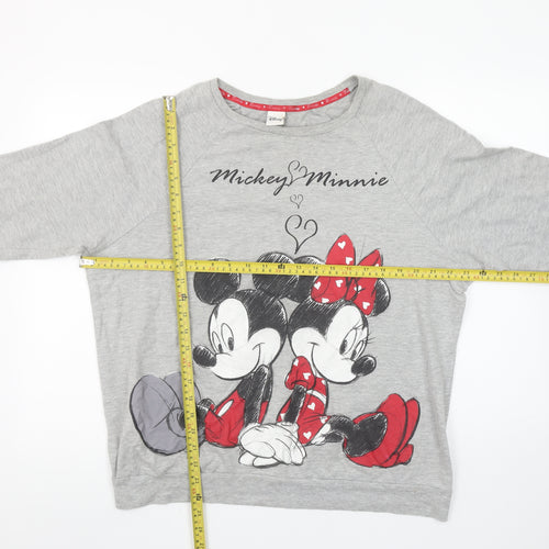 Tu Women Grey Mickey Minnie Disney Long Sleeve T-Shirt Size 16