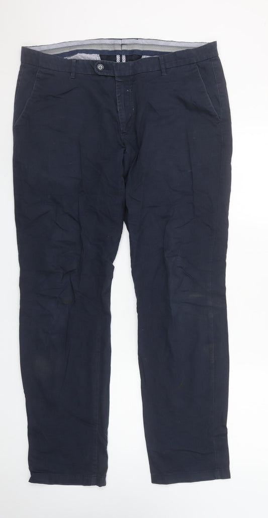 Bugatti Men's Blue Modern Fit Chino Trousers 38W 32L Cotton Stretch