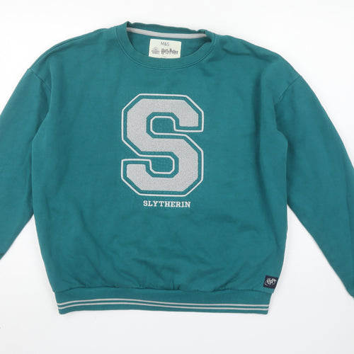 Marks and Spencer Girls Green Slytherin Pullover Sweatshirt 15–16 Years
