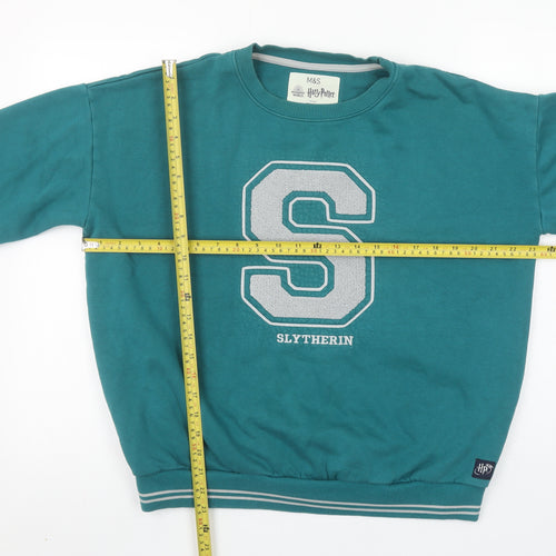Marks and Spencer Girls Green Slytherin Pullover Sweatshirt 15–16 Years