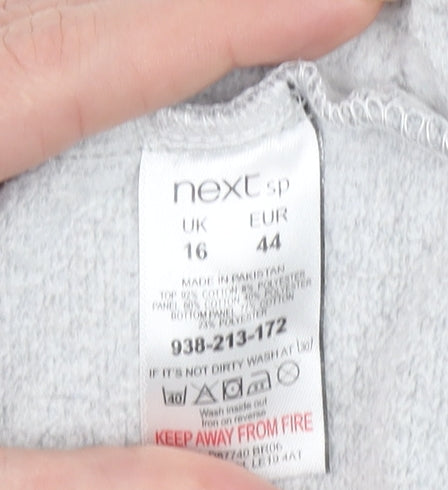 Next Women’s Grey Leopard Print Hoodie UK 16 Pullover Cotton Blend