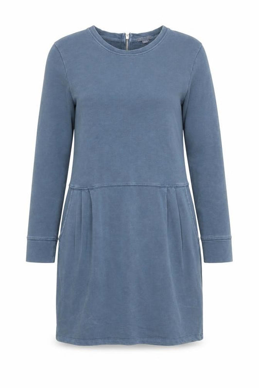 Front view of Gap Women’s Blue Cotton Long Sleeve T-Shirt Dress, size UK 12