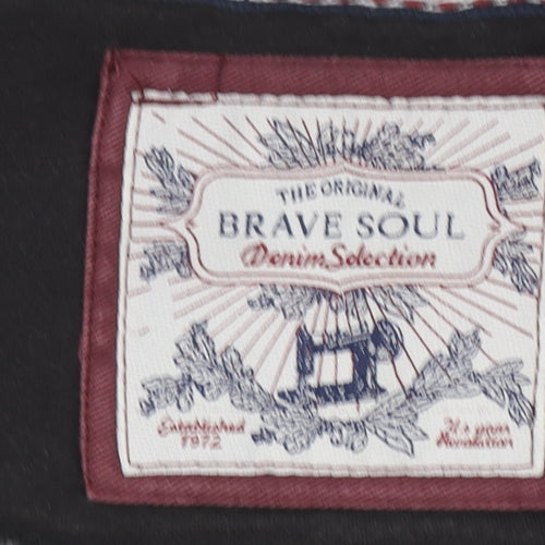 Brave Soul Men's Black Full Zip Hoodie M Graphic Brooklyn Print