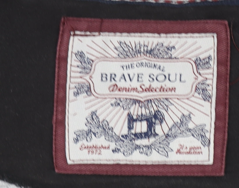 Brave Soul Men's Black Full Zip Hoodie M Graphic Brooklyn Print