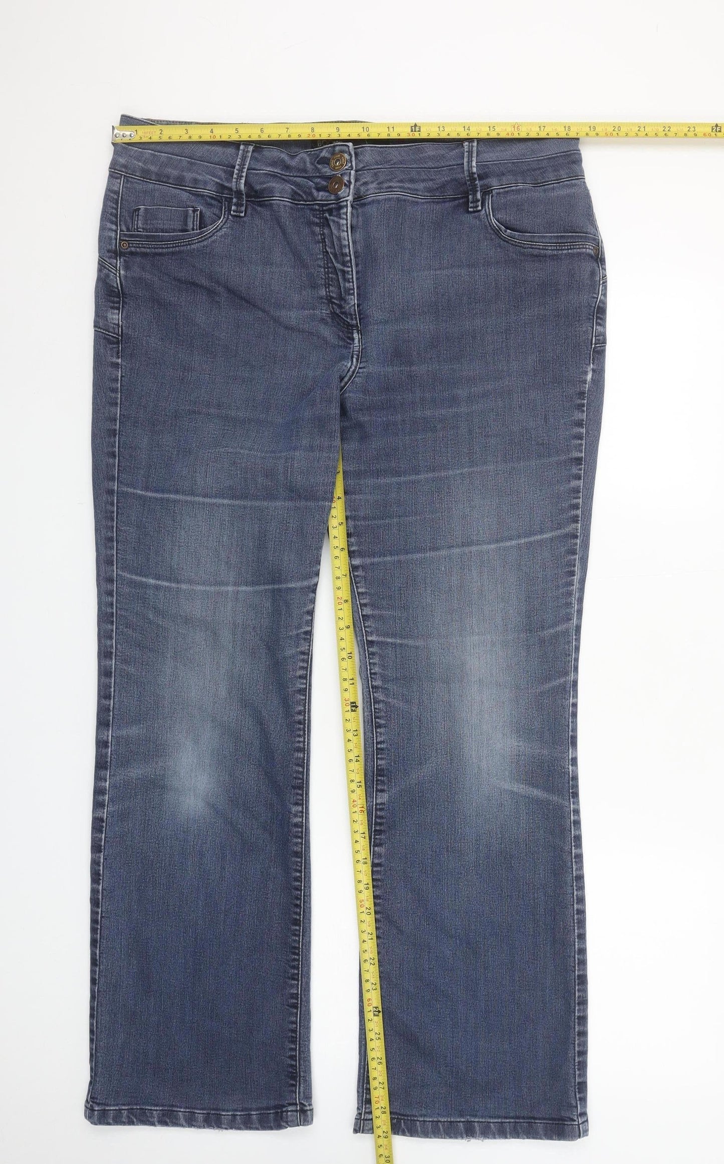 Next Womens Blue Straight Leg Stretch Denim Jeans Size 18
