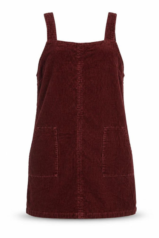 Front view of New Look Women Brown Corduroy Pinafore Dress, size 12