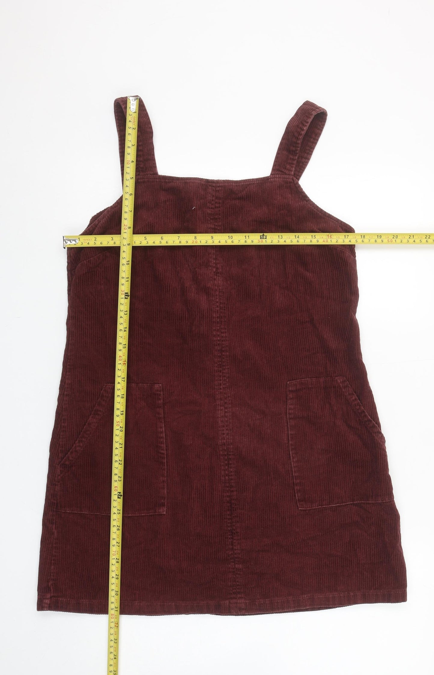 New Look Women Brown Corduroy Pinafore Dress Size 12