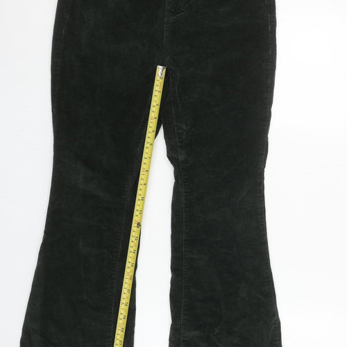 Tu Woman Black Corduroy Flared Trousers Size 10 Cotton Blend