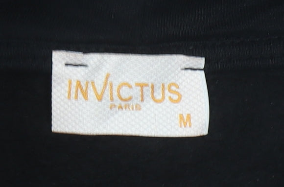 Invictus Paris Men’s Black Pullover Hoodie M Embroidered Logo Cotton