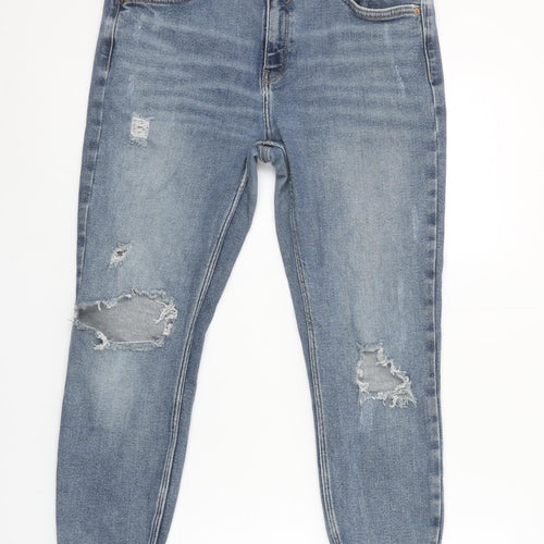 River Island Women's Blue Distressed Boyfriend Jeans Size 16