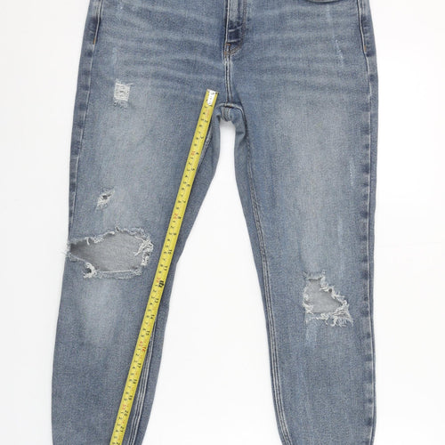 River Island Women's Blue Distressed Boyfriend Jeans Size 16