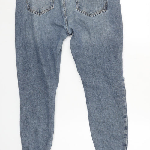 River Island Women's Blue Distressed Boyfriend Jeans Size 16