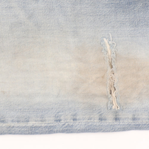 Lee Men's Light Blue Distressed Straight Denim Jeans W30 L32