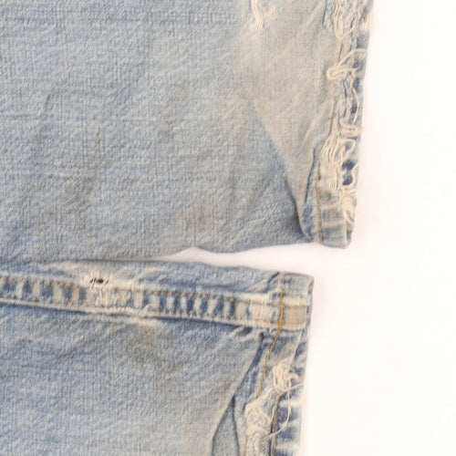 Lee Men's Light Blue Distressed Straight Denim Jeans W30 L32