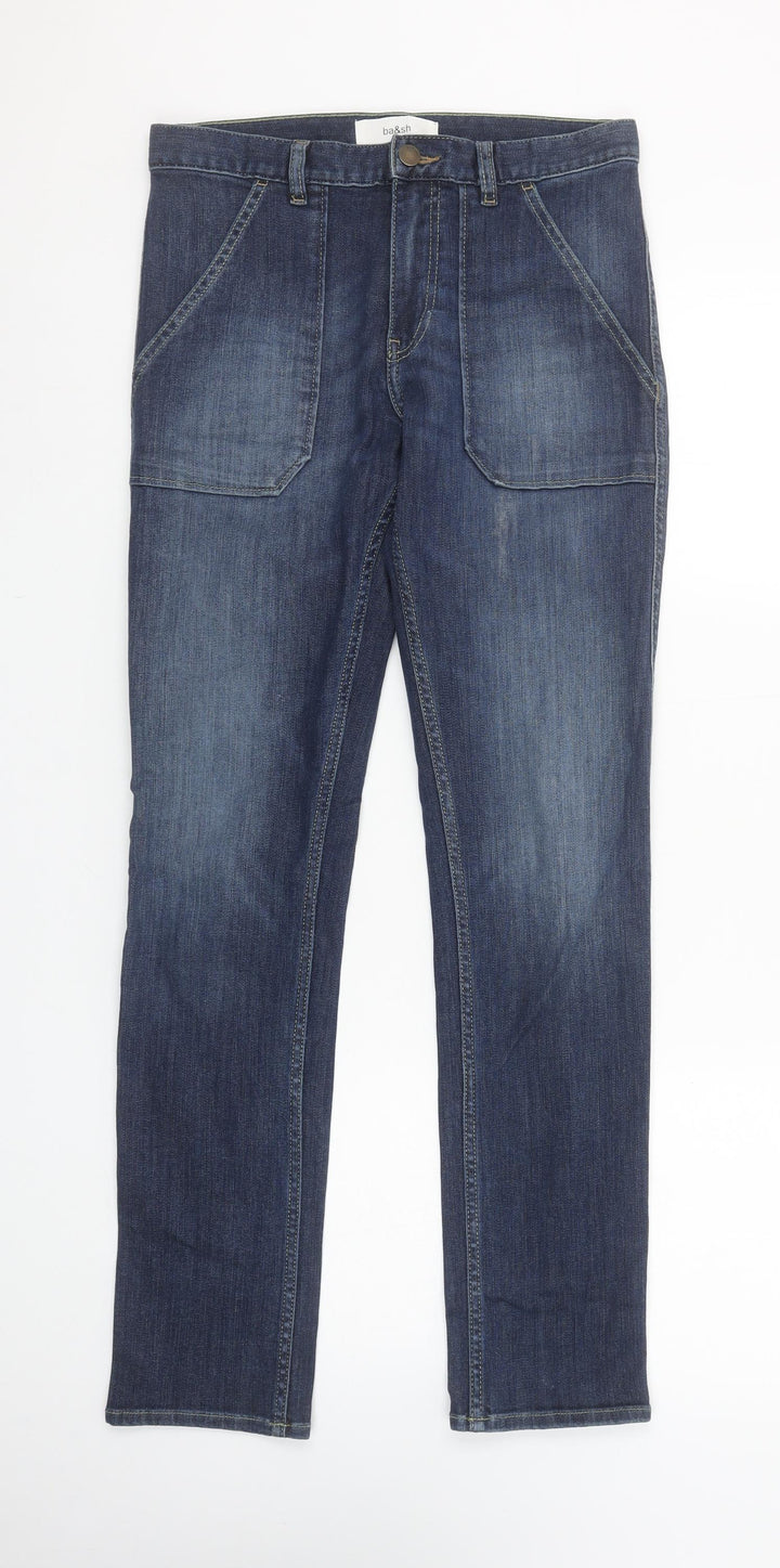 ba&sh Womens Blue Straight Leg Mid Rise Denim Jeans XS
