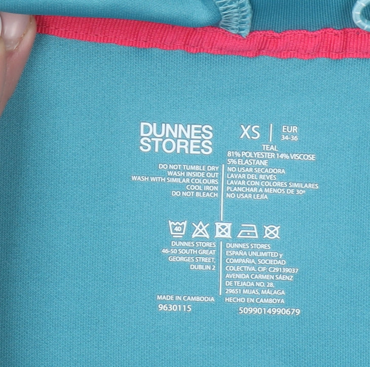 Dunnes Stores Womens Teal XS Full Zip Hoodie Polyester Blend