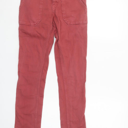 ba&sh Womens Red Straight Jeans XS Regular Mid Rise Cotton