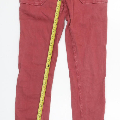 ba&sh Womens Red Straight Jeans XS Regular Mid Rise Cotton
