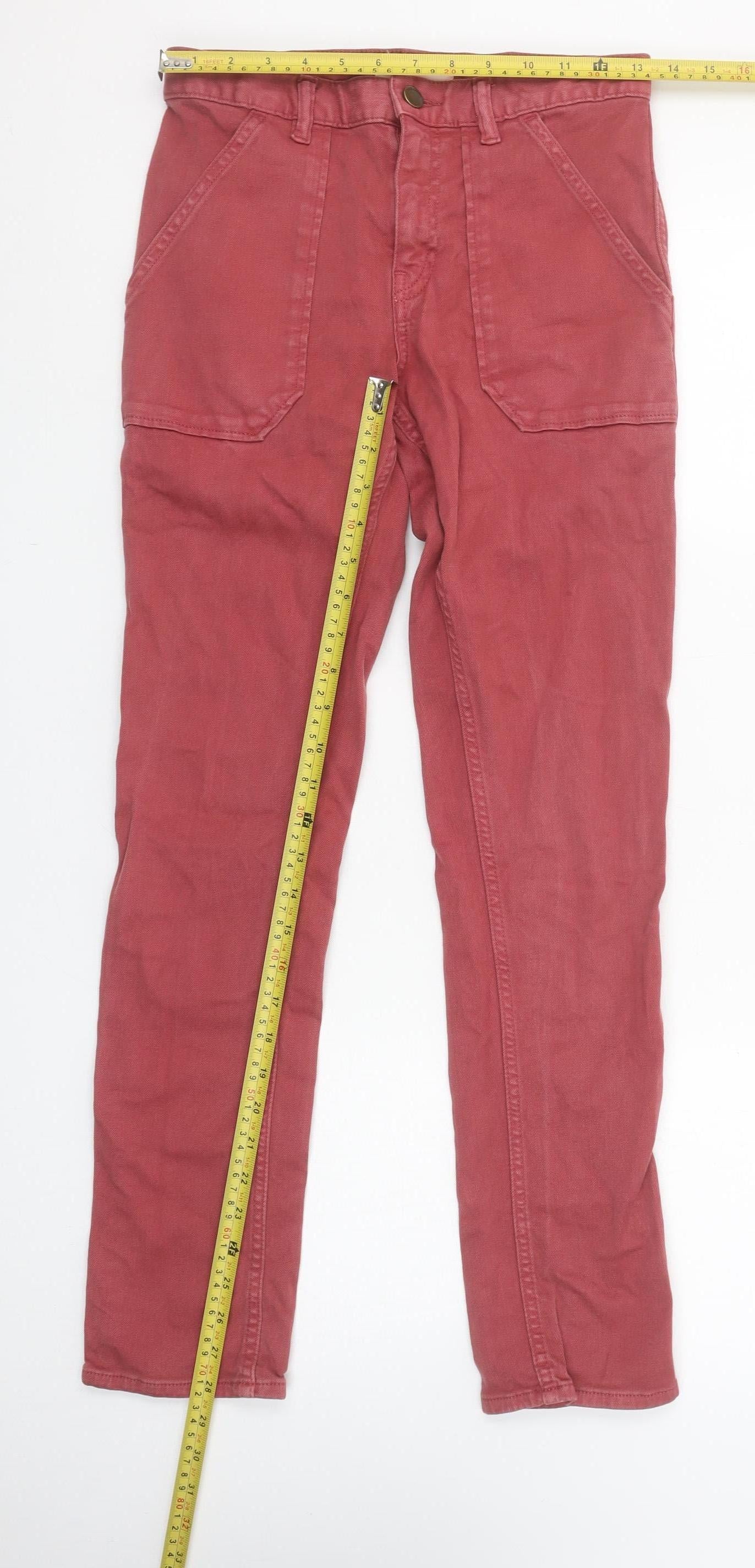 ba&sh Womens Red Straight Jeans XS Regular Mid Rise Cotton