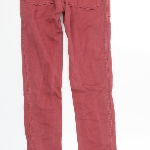 ba&sh Womens Red Straight Jeans XS Regular Mid Rise Cotton