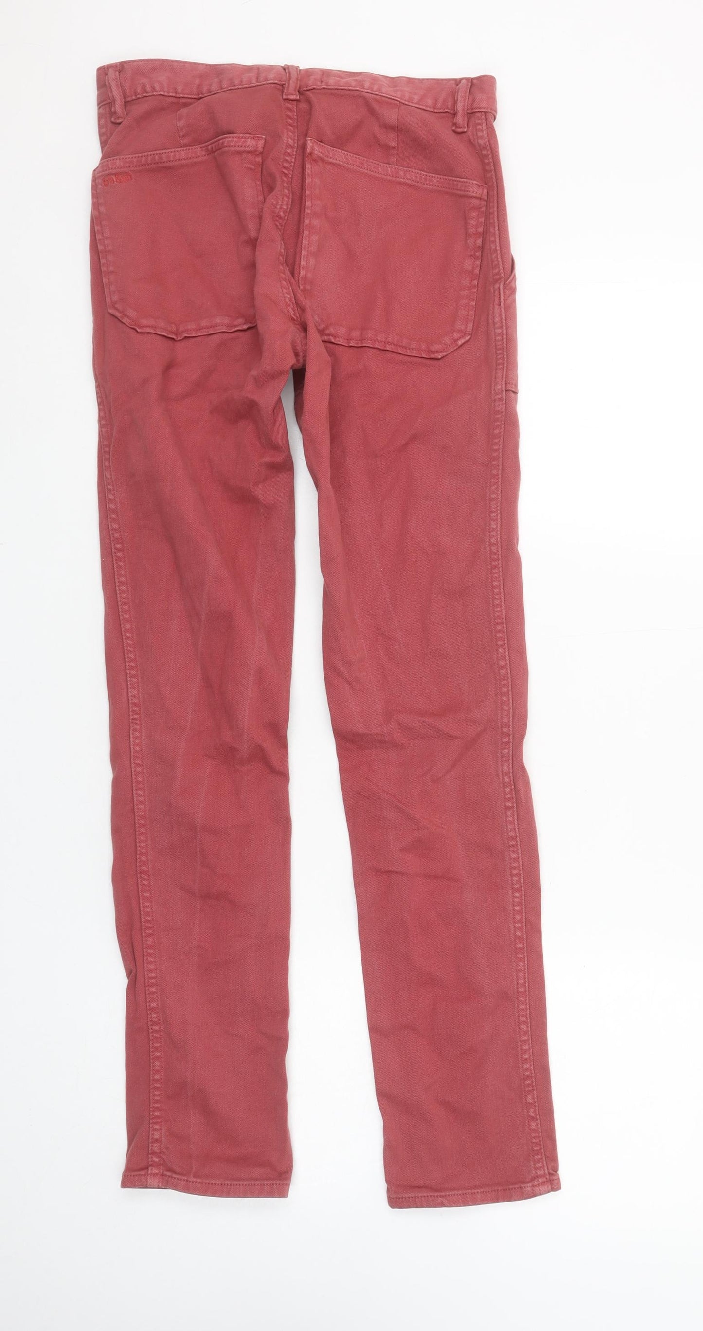 ba&sh Womens Red Straight Jeans XS Regular Mid Rise Cotton