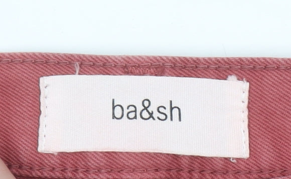 ba&sh Womens Red Straight Jeans XS Regular Mid Rise Cotton