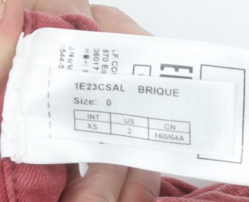 ba&sh Womens Red Straight Jeans XS Regular Mid Rise Cotton