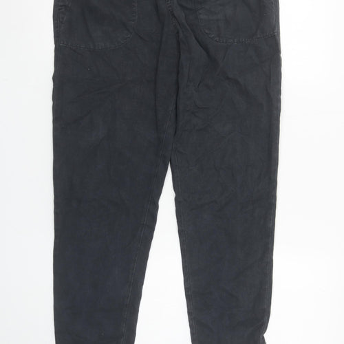 Zara Women Black Cotton Jogger Trousers XS Elastic Waist Casual