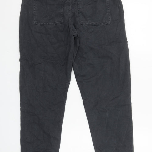 Zara Women Black Cotton Jogger Trousers XS Elastic Waist Casual