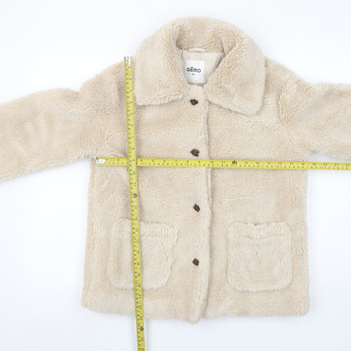 Gémo Women Beige Fleece Button Jacket XS