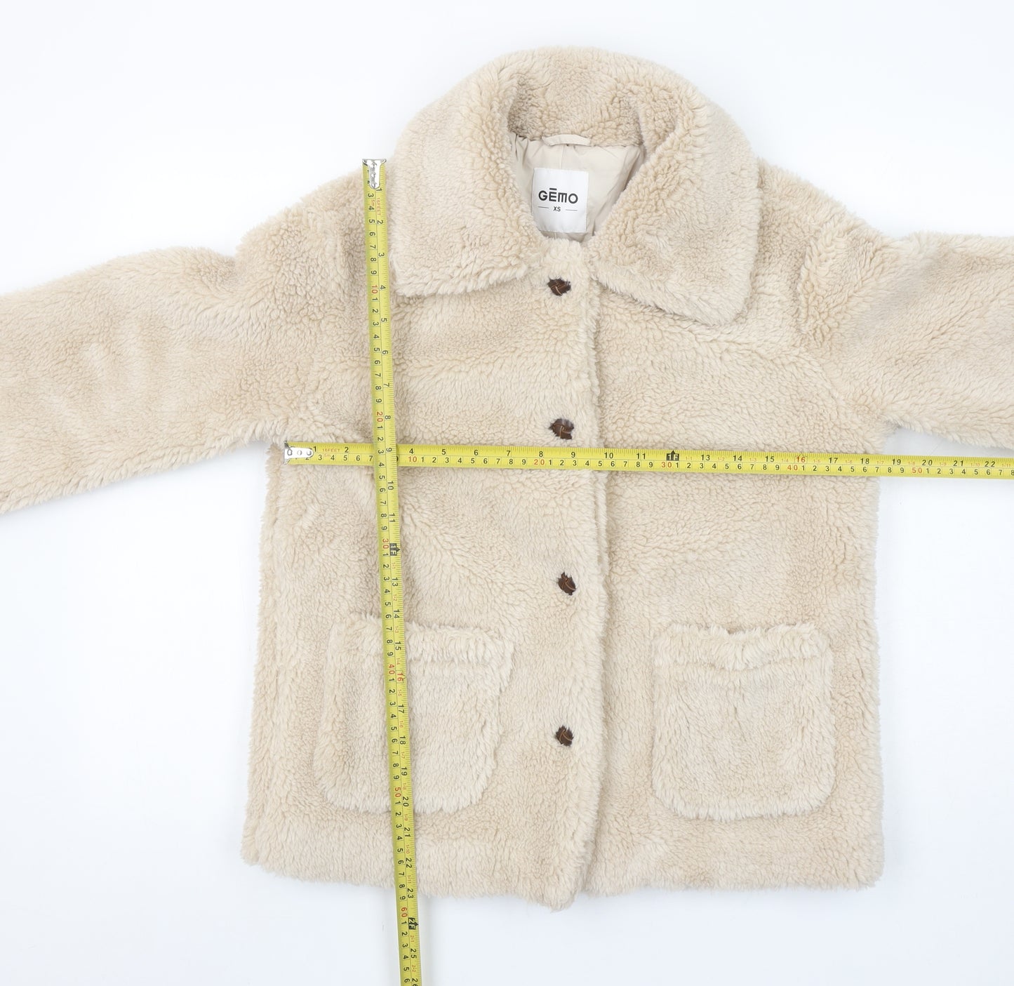 Gémo Women Beige Fleece Button Jacket XS