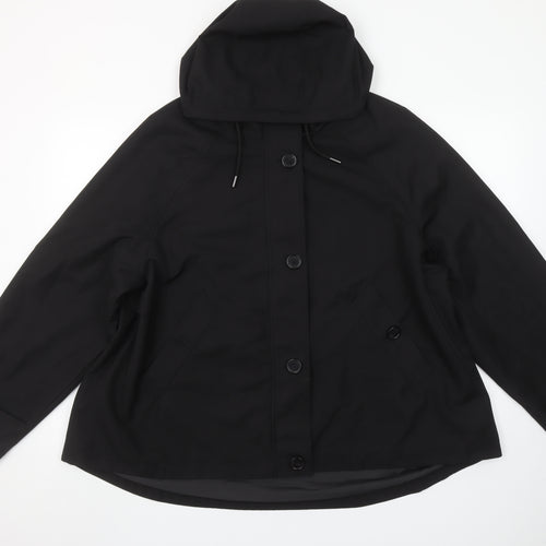 George Women’s Black Hooded Rain Coat Jacket L 16-18 Polyester