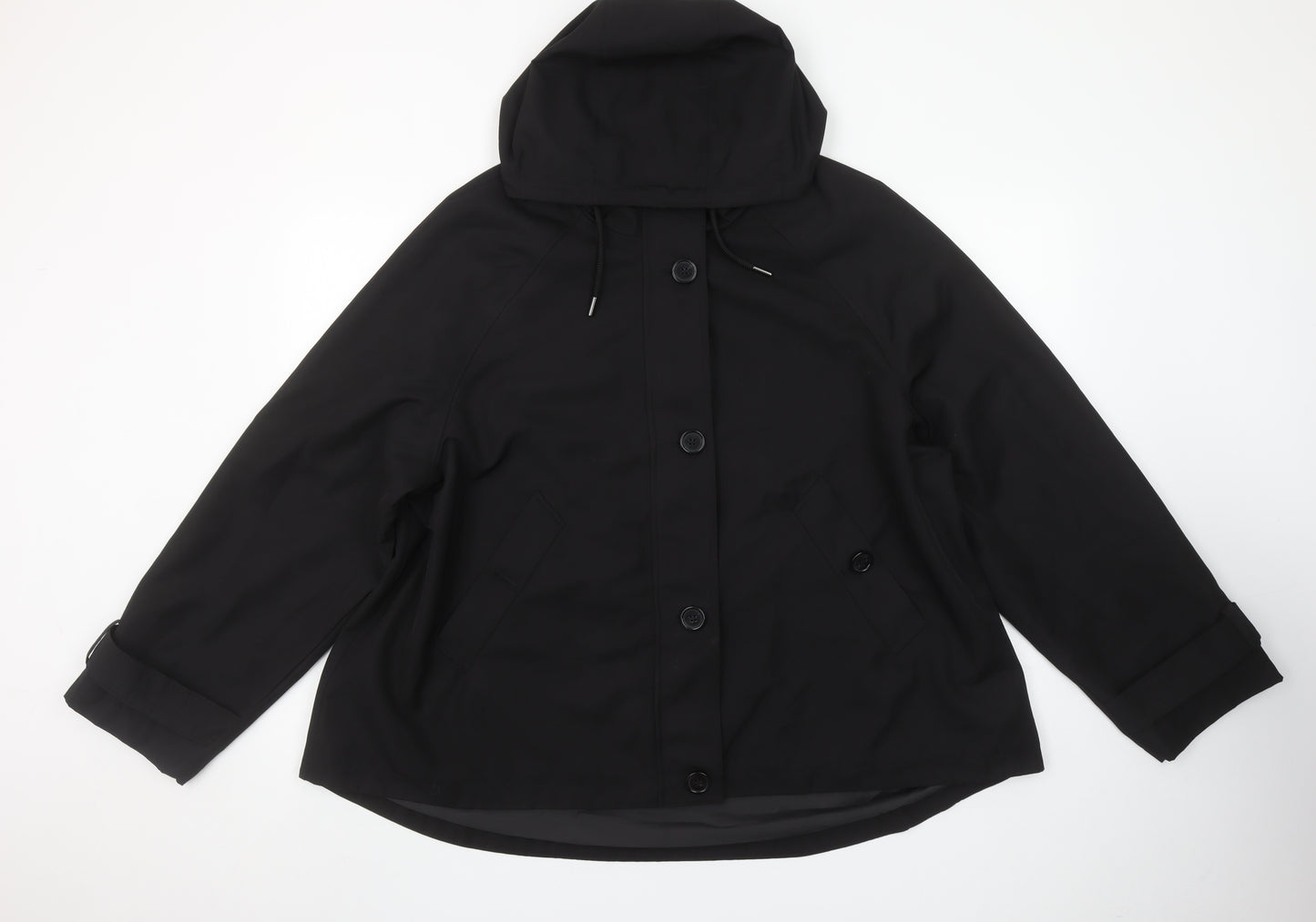 George Women’s Black Hooded Rain Coat Jacket L 16-18 Polyester