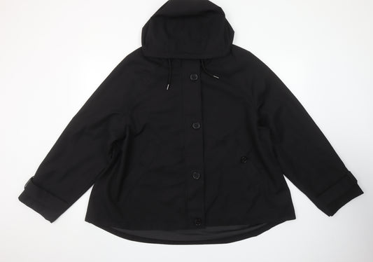 George Women’s Black Hooded Rain Coat Jacket L 16-18 Polyester