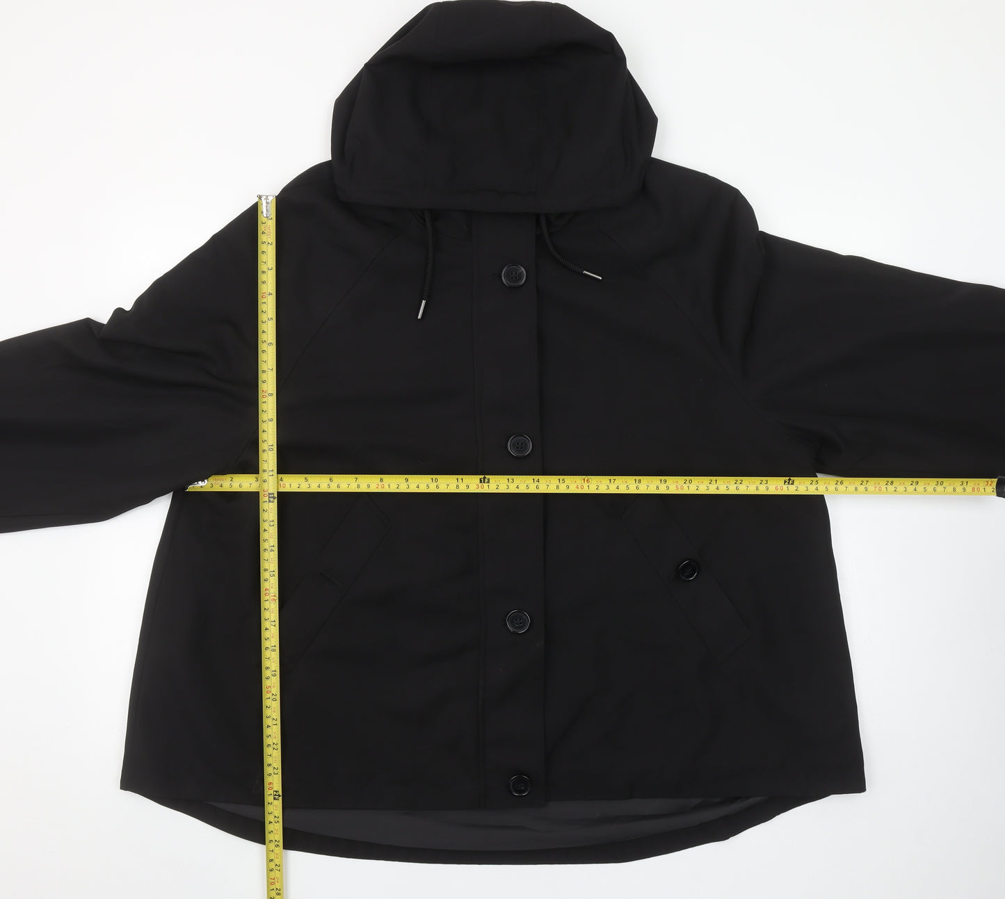 George Women’s Black Hooded Rain Coat Jacket L 16-18 Polyester