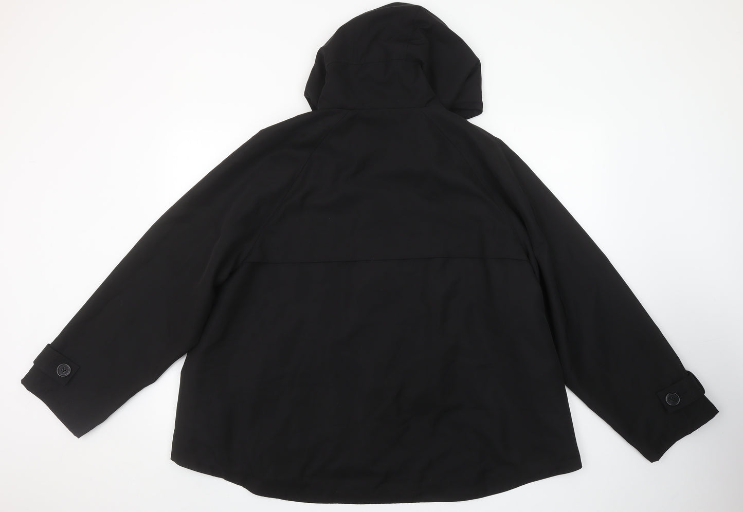 George Women’s Black Hooded Rain Coat Jacket L 16-18 Polyester