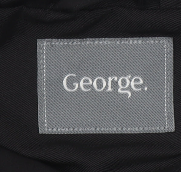 George Women’s Black Hooded Rain Coat Jacket L 16-18 Polyester