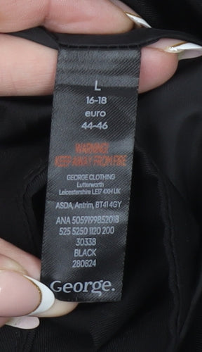 George Women’s Black Hooded Rain Coat Jacket L 16-18 Polyester