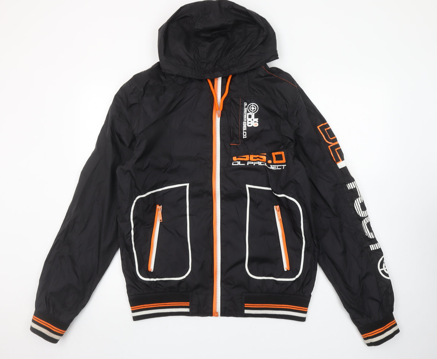 DL Project 86 Men's Black XL Hooded Windbreaker Jacket