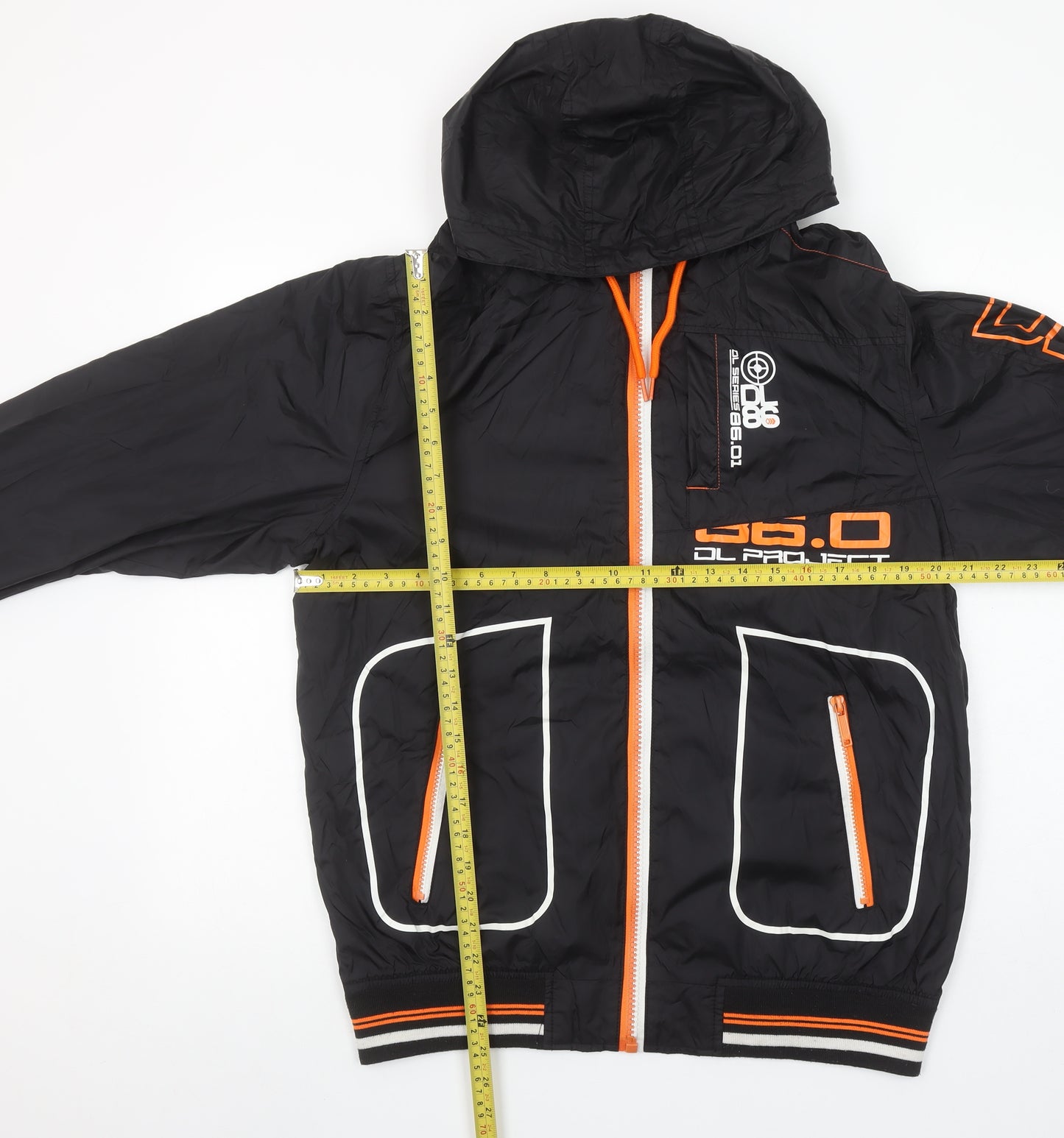 DL Project 86 Men's Black XL Hooded Windbreaker Jacket