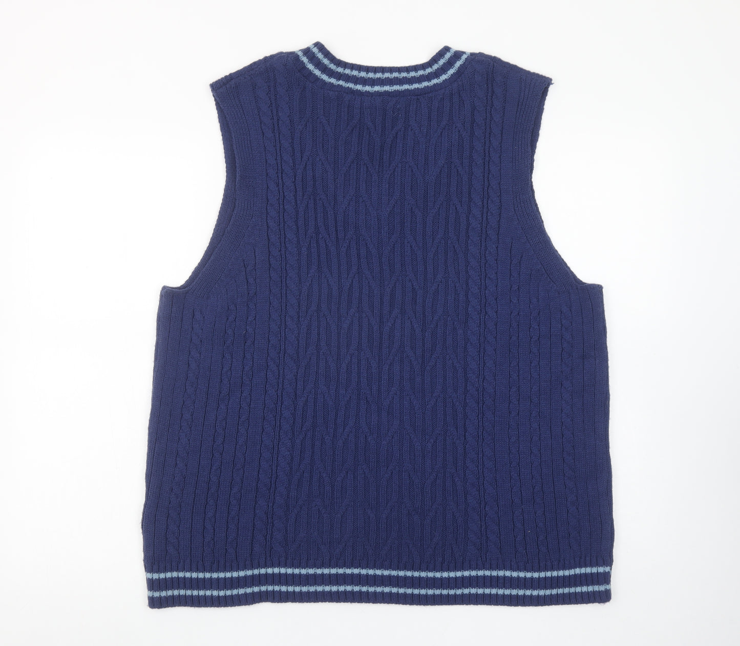 ASOS DESIGN Men's Blue XL Cable-Knit V-Neck Sleeveless Vest