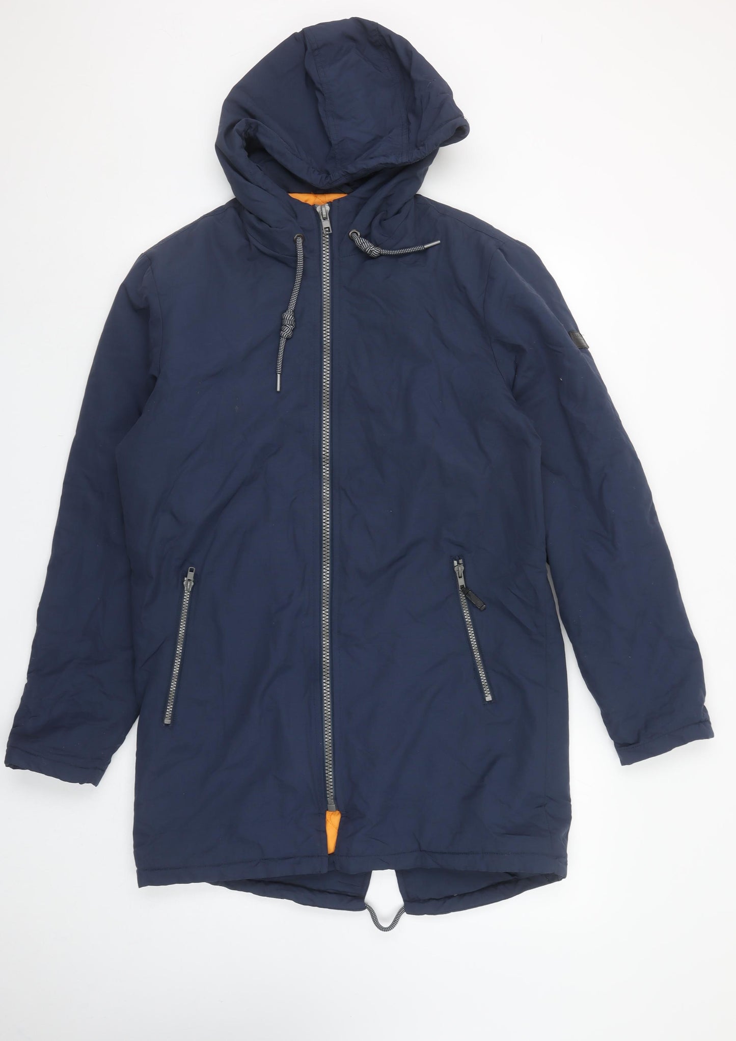 Blend Men's Blue Hooded Parka Jacket Size S Nylon Full Zip
