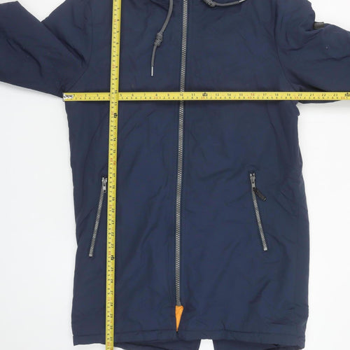 Blend Men's Blue Hooded Parka Jacket Size S Nylon Full Zip