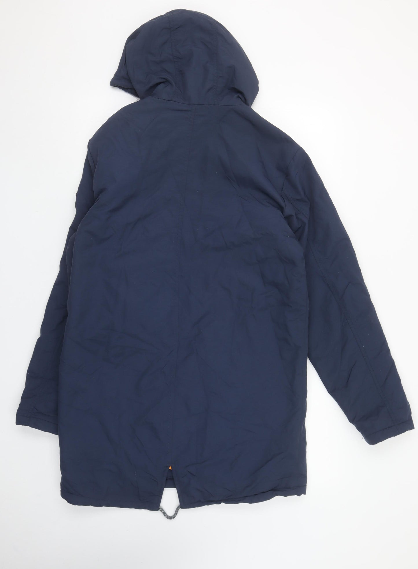 Blend Men's Blue Hooded Parka Jacket Size S Nylon Full Zip