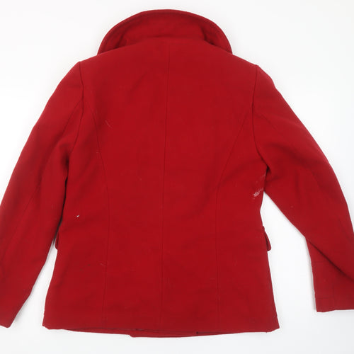 Marks and Spencer Women’s Red Wool Look Pea Coat Size 12 Double Breasted