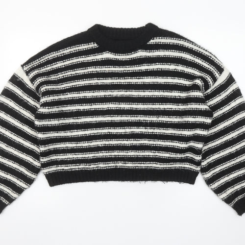 Topshop Women’s Black & White Striped Chunky Knit Pullover Jumper Size M